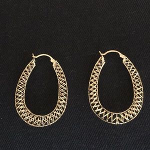 Gold Plated Silver Small Oval Earrings